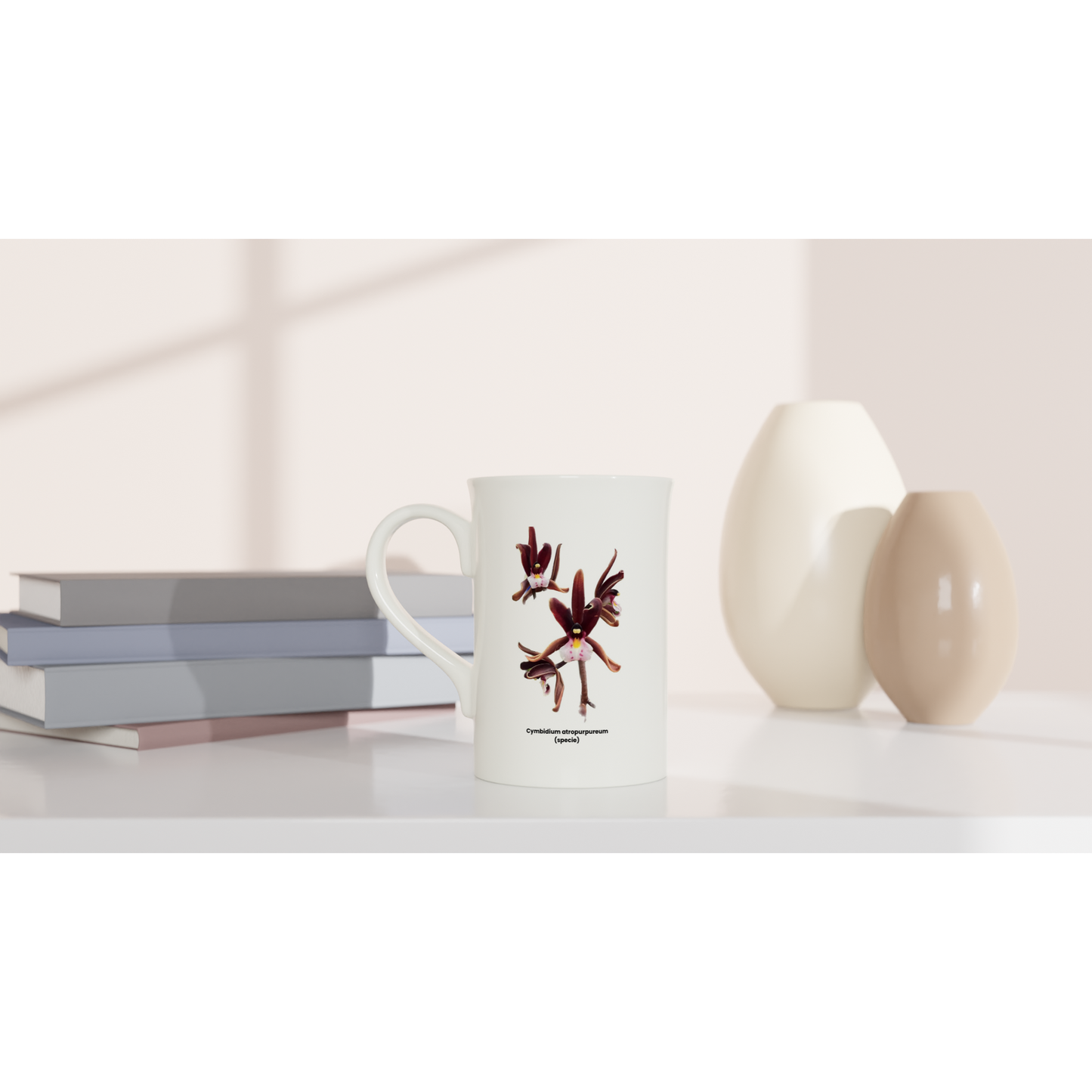 Cymbidium atropurpureum Orchid Porcelain Mug