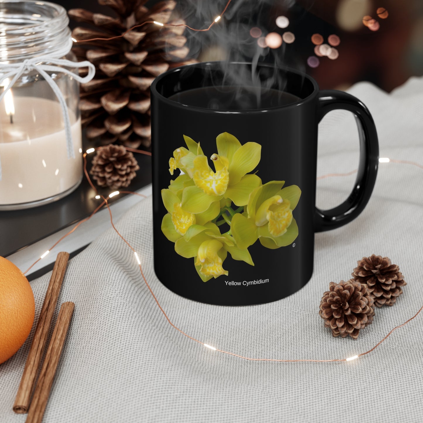 Yellow Cymbidium Orchid Coffee Mug