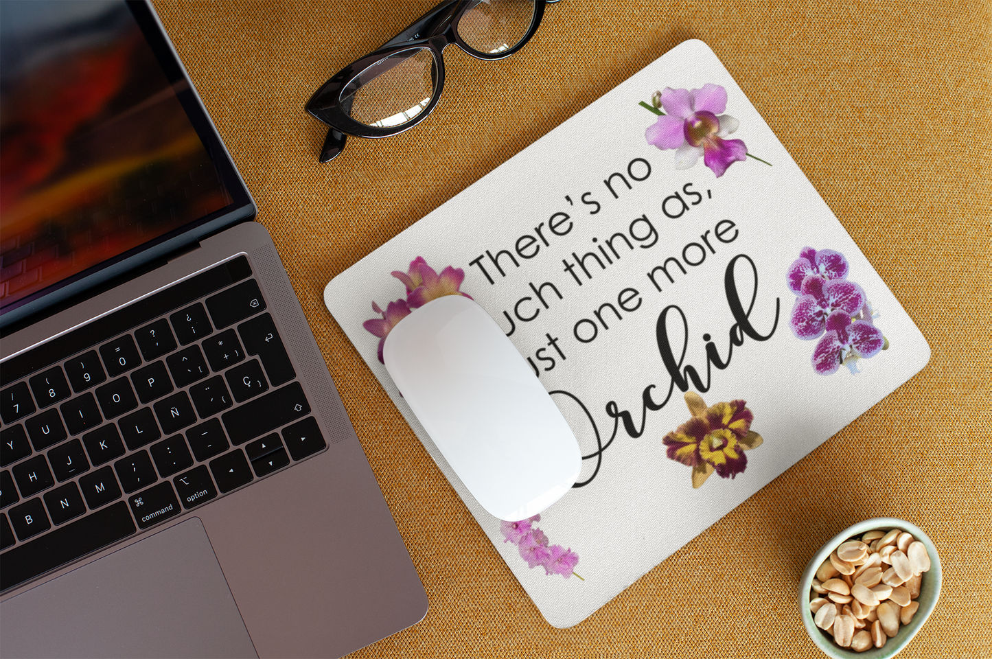 Just One More Orchid White Mouse Pad