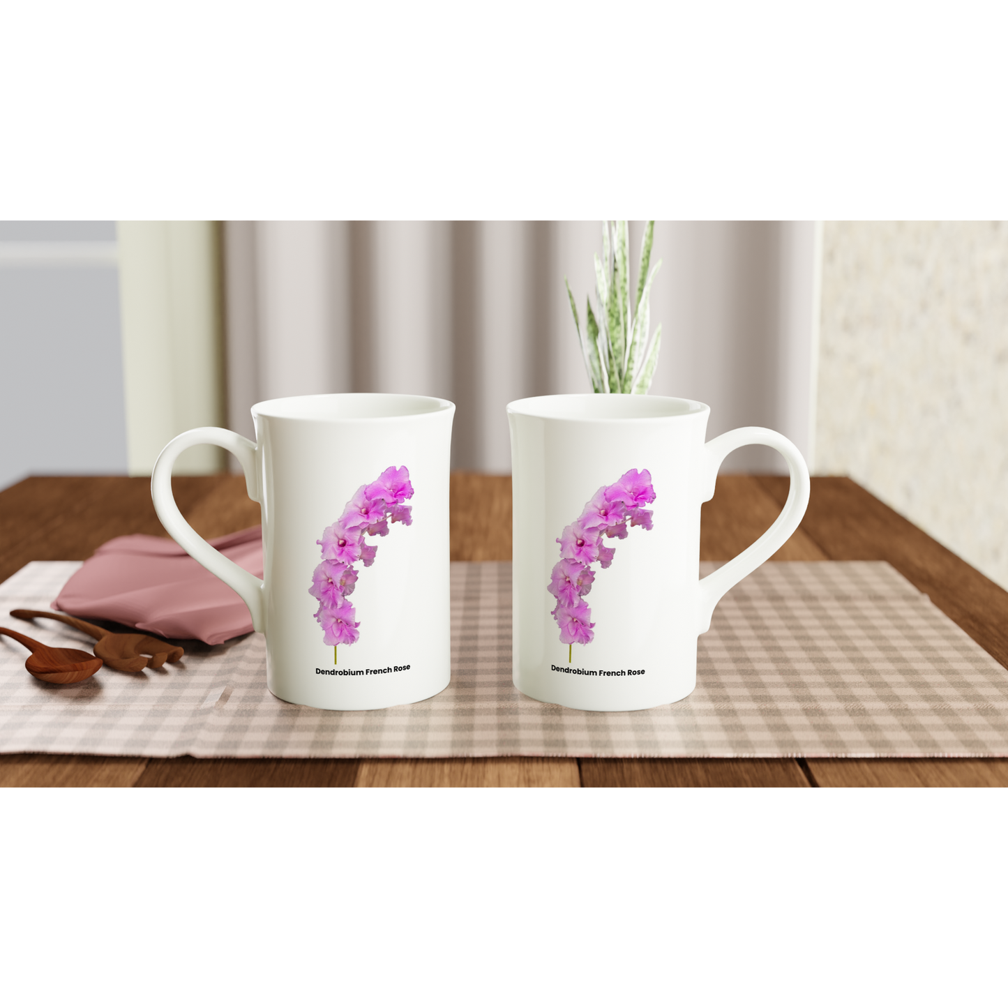 Dendrobium French Rose Orchid Porcelain Mug