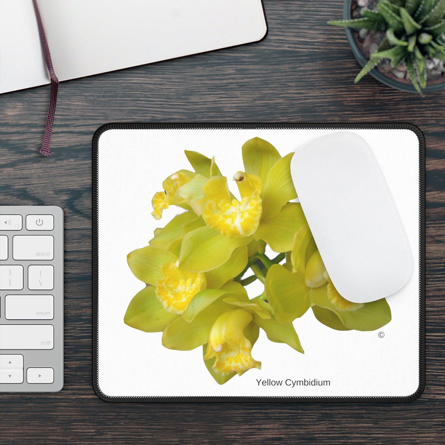 Yellow Cymbidium Orchid Mouse Pad