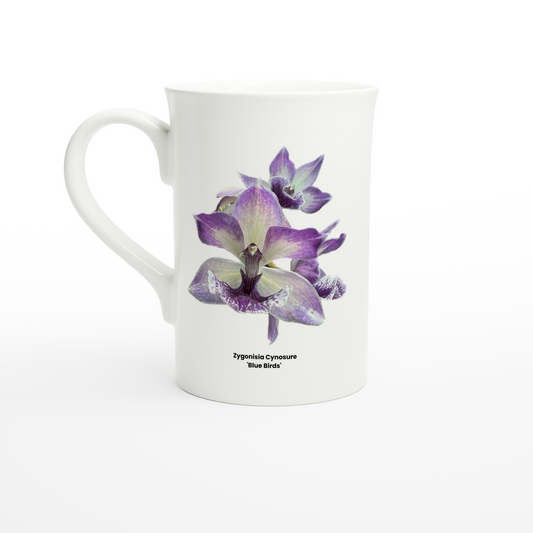 Zygonisia Cynosure 'Blue Birds' Orchid Porcelain Mug