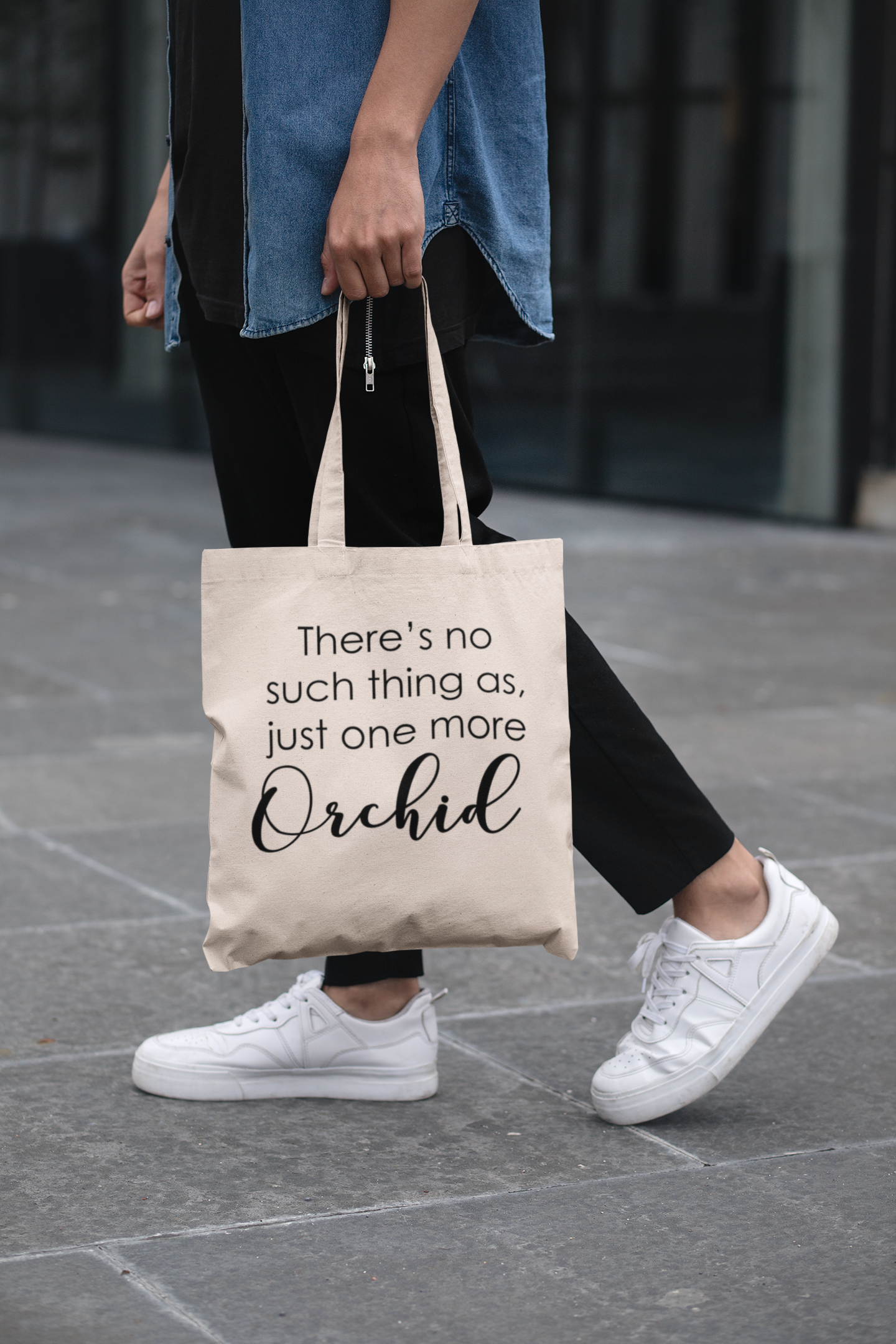 Just One More Orchid Beige Tote Bag