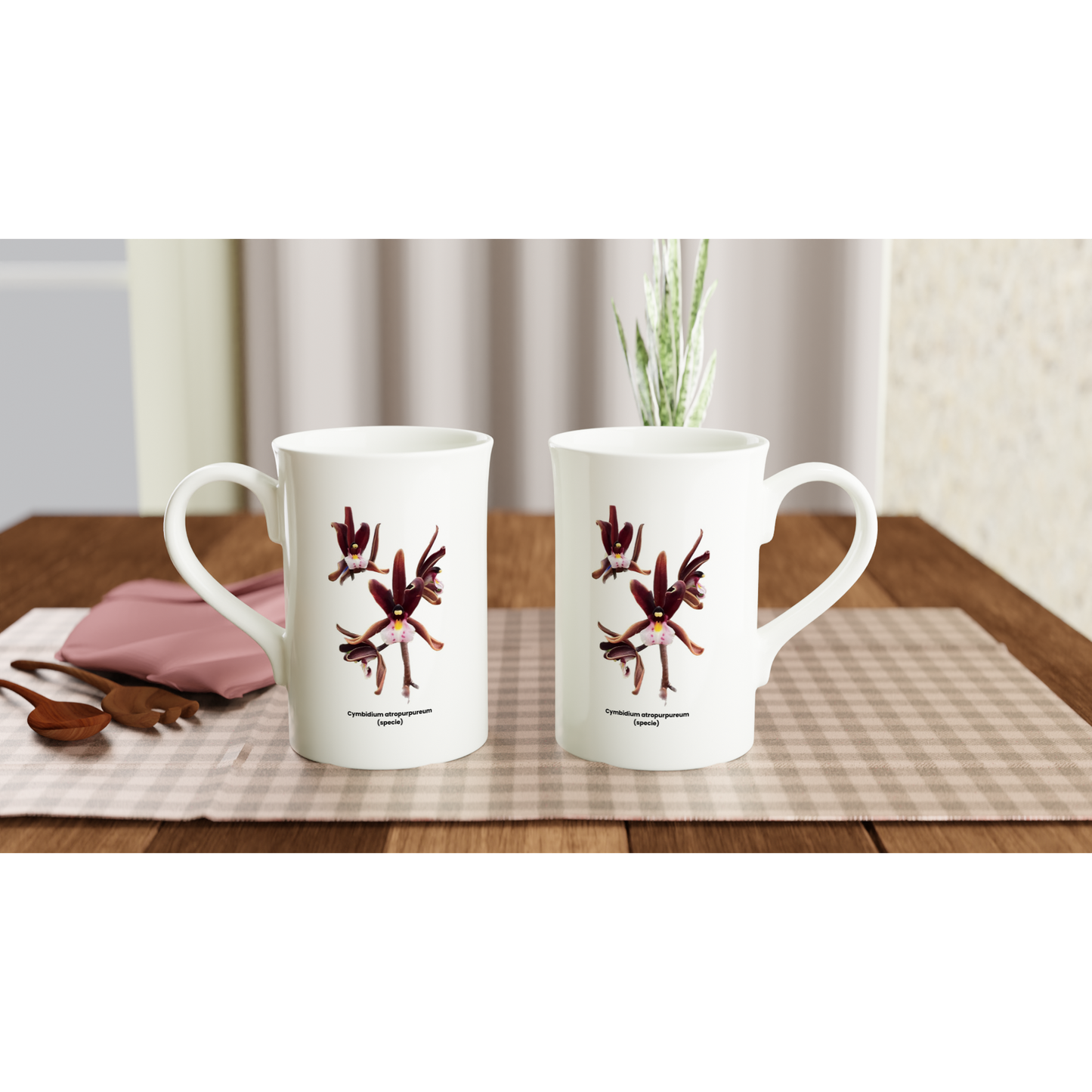 Cymbidium atropurpureum Orchid Porcelain Mug