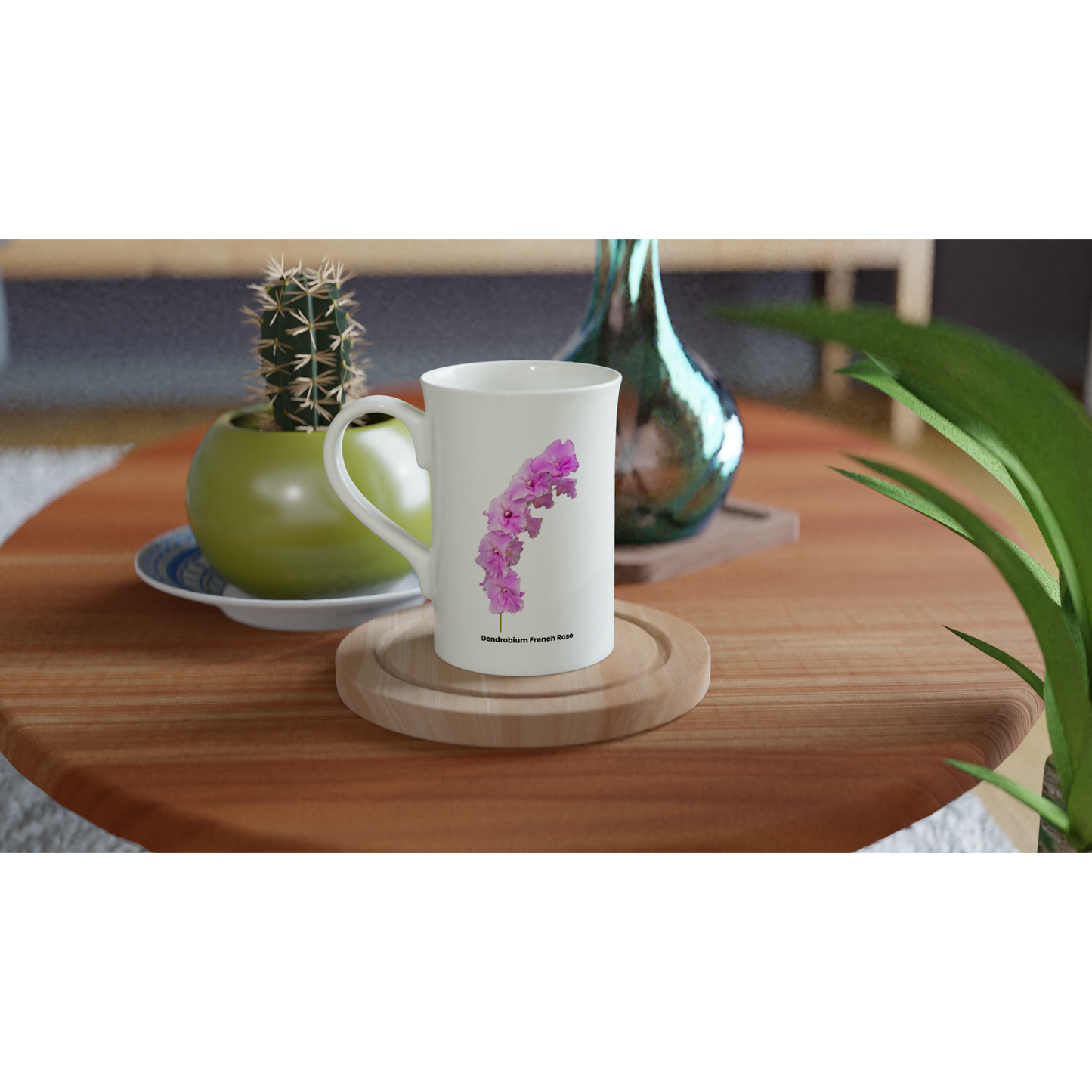 Dendrobium French Rose Orchid Porcelain Mug