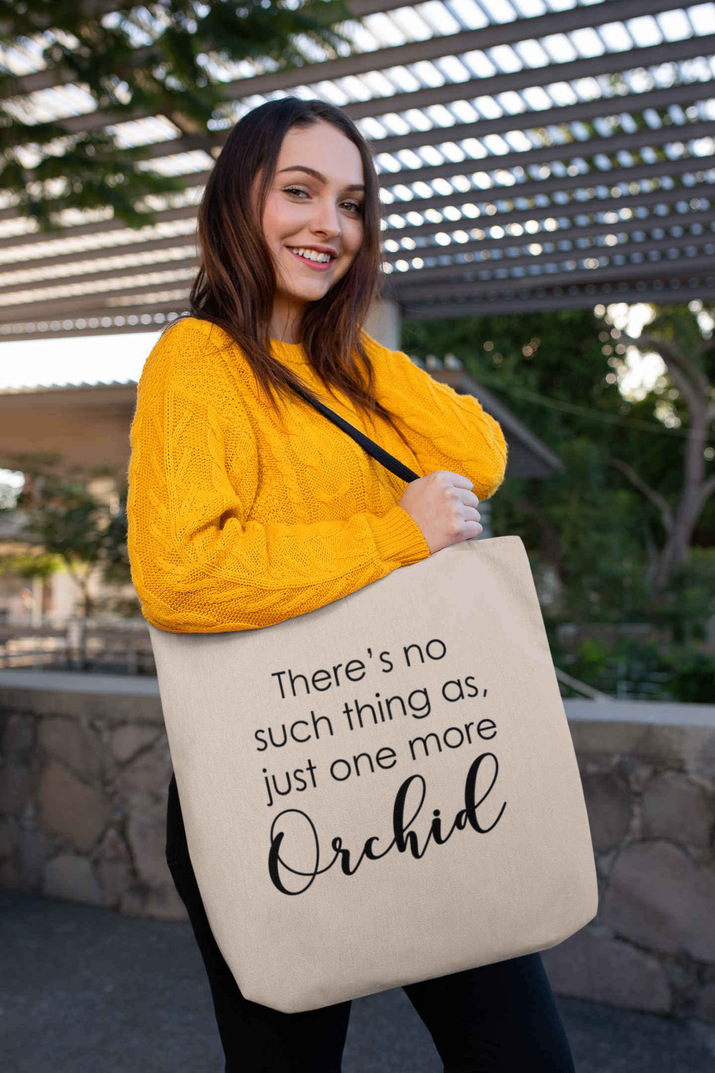 Just One More Orchid Beige Tote Bag